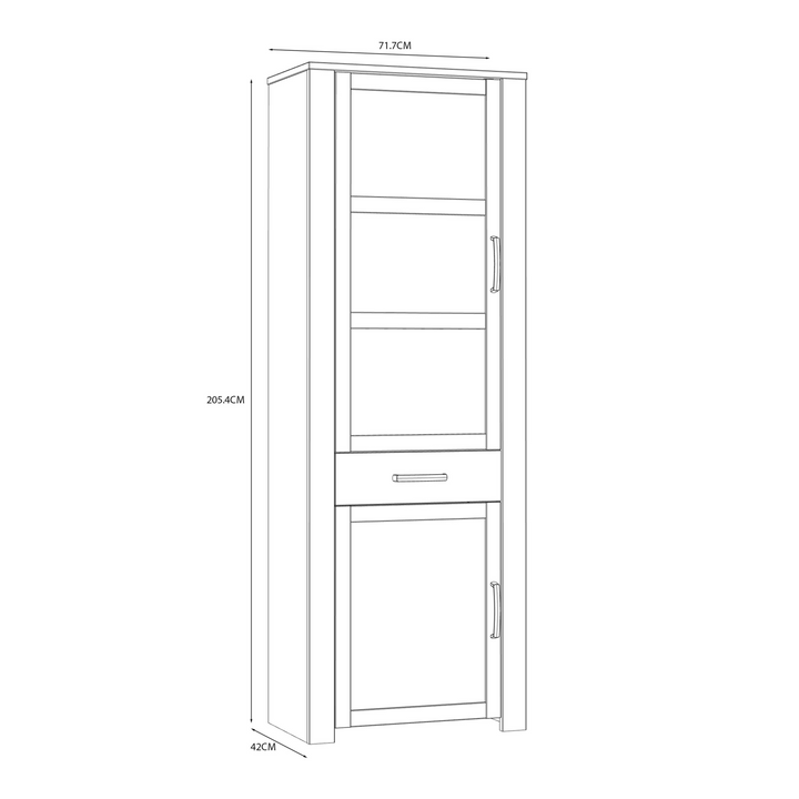 Hitchin 2 Door 1 Drawer Narrow Display Cabinet in Riviera Oak/Navy | Dining Cabinet | Dining Cabinets