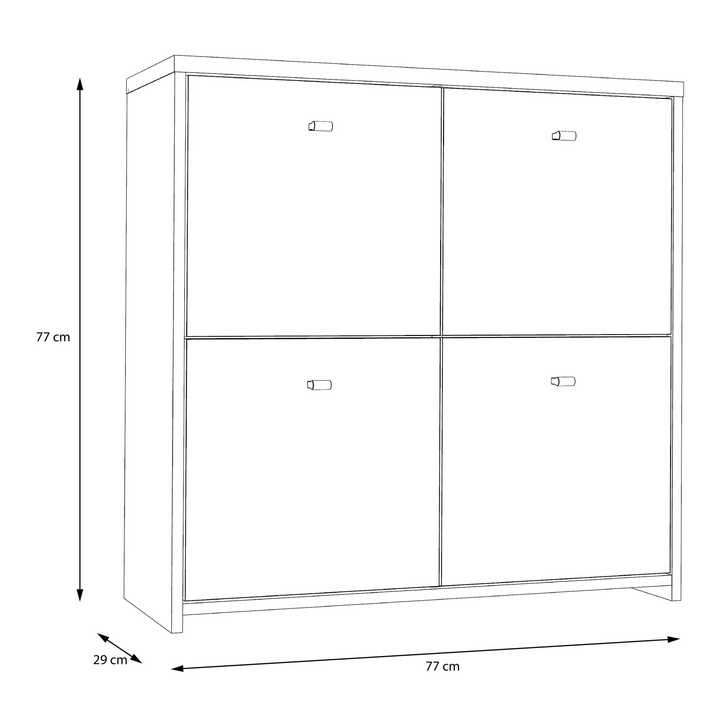 Bicester Chest Storage Cabinet with 4 Doors in Concrete Optic Dark Grey/Old - Wood Vintage | Dining Cabinet | Dining Cabinets