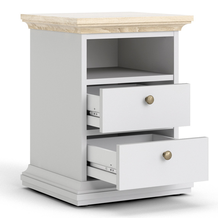 Solihull Bedside 2 Drawers in White and Oak | Bedside Cabinet | Bedside Cabinets | Bedroom Cabinet