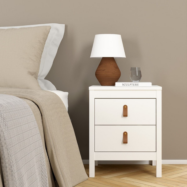 Droitwich Bedside Table 2 Drawers in White