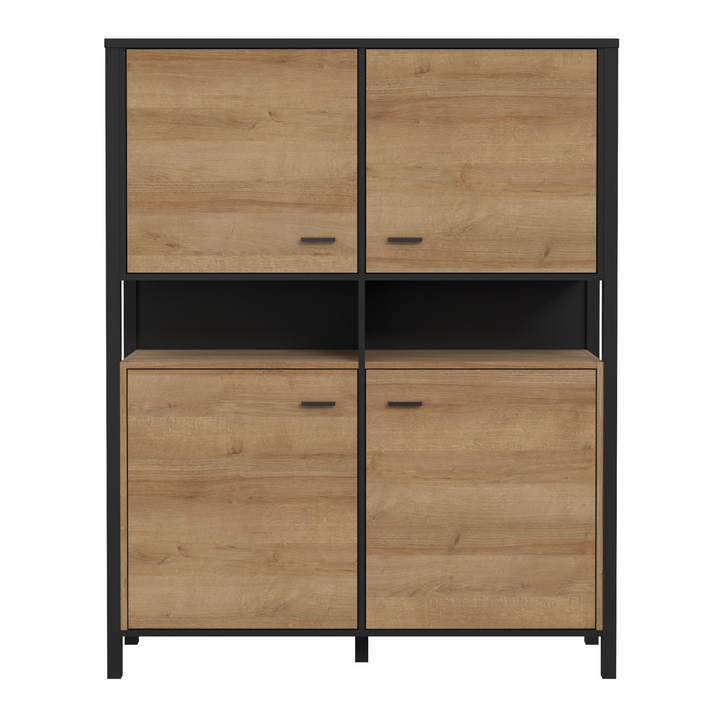 Upminster Rock Storage Cabinet in Matt Black/Riviera Oak | Dining Cabinet | Dining Cabinets