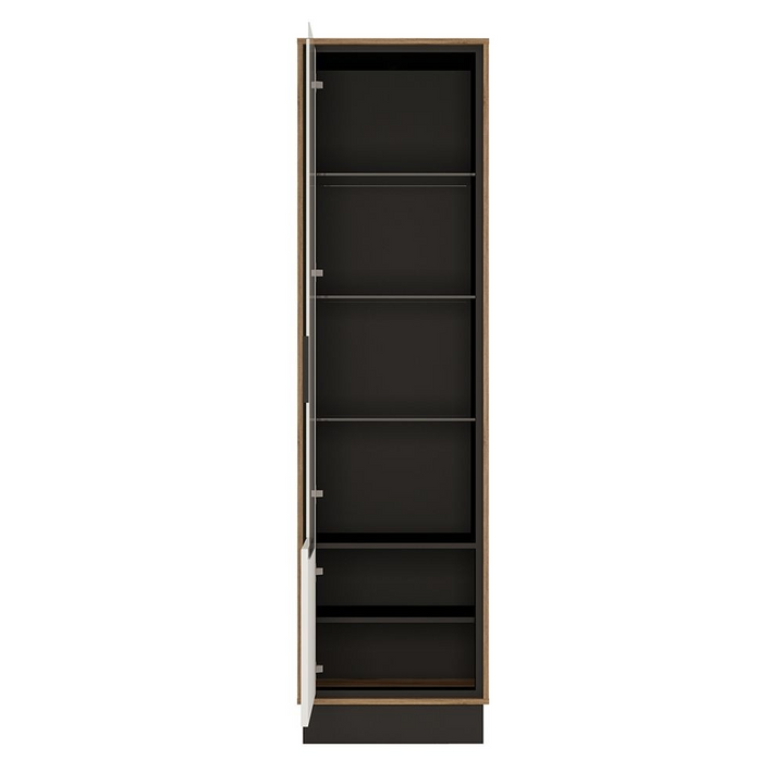 Wishaw Tall Glazed Display Cabinet (LH) With the Walnut and Dark Panel Finish | Dining Cabinet | Dining Cabinets