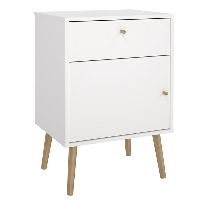 Broadstairs Nightstand 1 Door + 1 Drawer White | Bedside Cabinet | Bedside Cabinets | Bedroom Cabinet