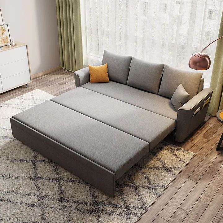 March Foldaway Sofa Bed, With Drawer | Cotton Fabric Sofa | Two Seater Sofa | Sofa Bed | Fabric Sofa | Sofa