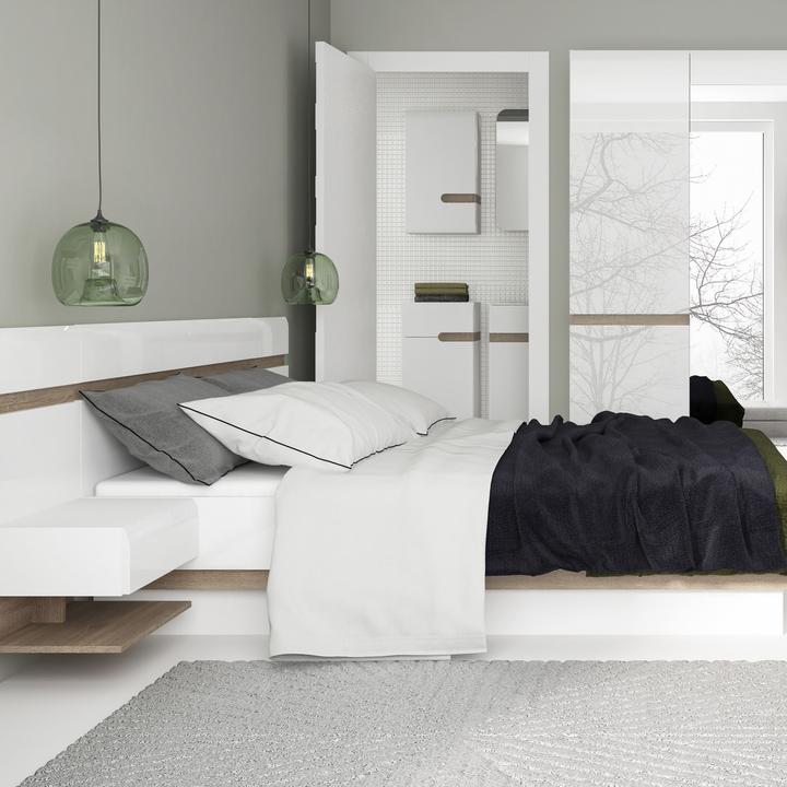 Islington Bedroom Kingsize Bed in White with a Oak Trim with Lift Up Function | Beds | Kingsize Bed