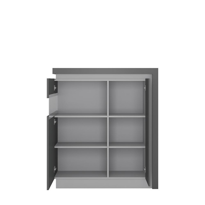 Earley 2 Door Designer Cabinet (LH) in Platinum/Light Grey Gloss | Dining Cabinet | Dining Cabinets