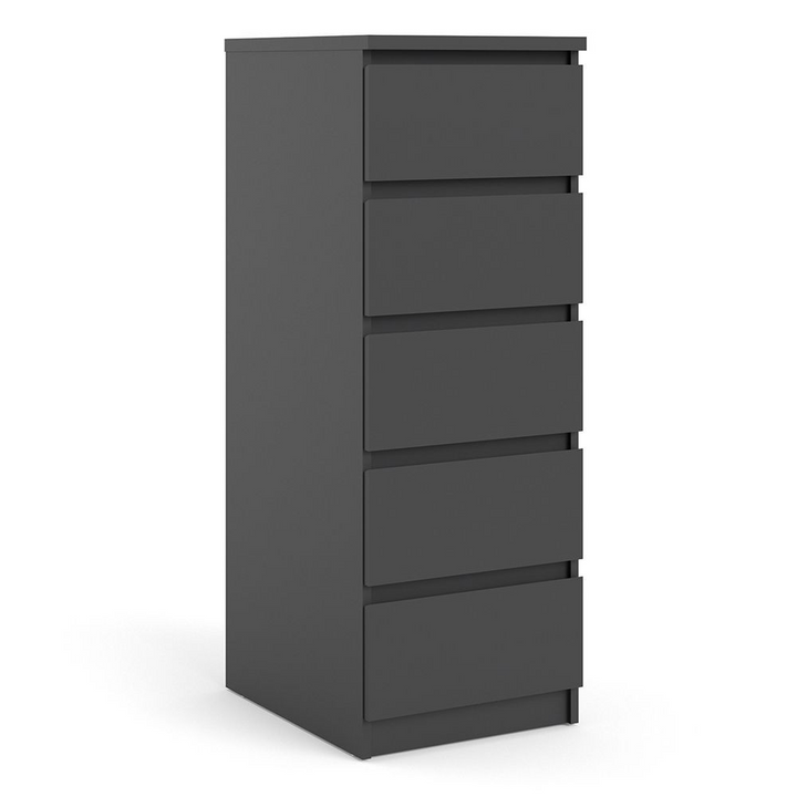 Brook Narrow Chest of 5 Drawers in Black Matt | Chest of Drawers | Drawers 