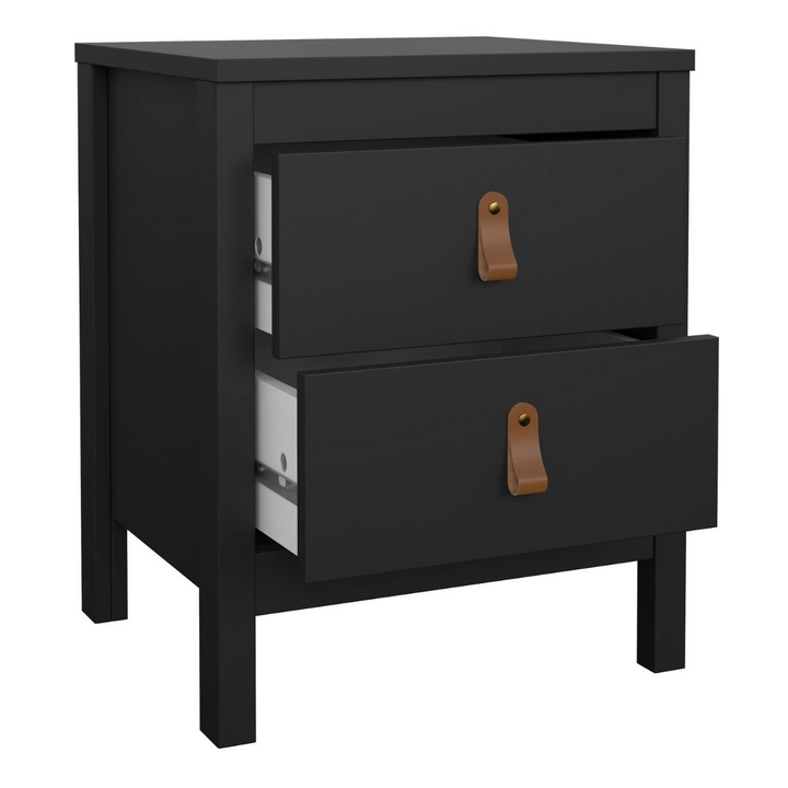 Droitwich Bedside Table 2 Drawers in Matt Black | Bedside Cabinet | Bedside Cabinets | Bedroom Cabinet