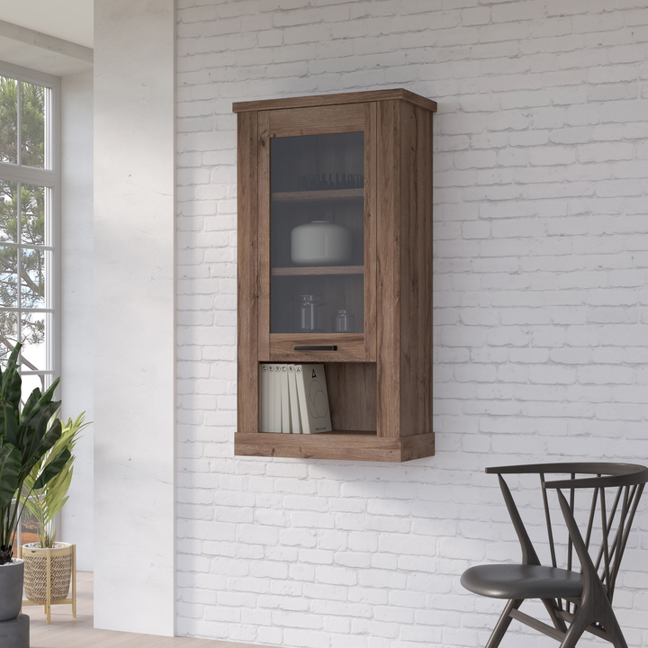 Chichester 1 Door Wall Display Cabinet in Tabak Oak | Dining Cabinet | Dining Cabinets