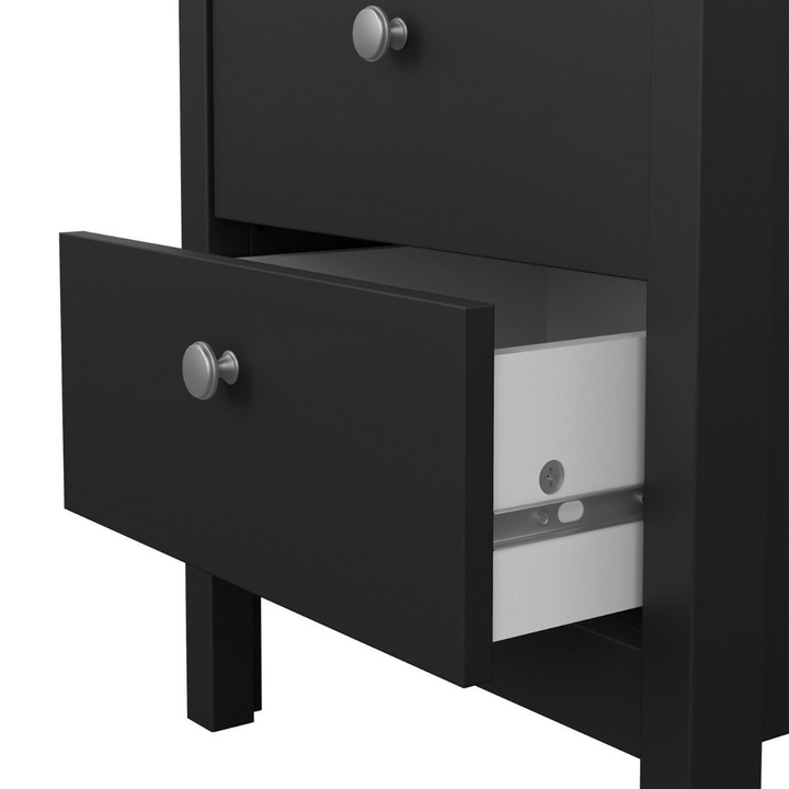 Bournville Bedside Table 2 Drawers in Matt Black | Bedside Cabinet | Bedside Cabinets | Bedroom Cabinet