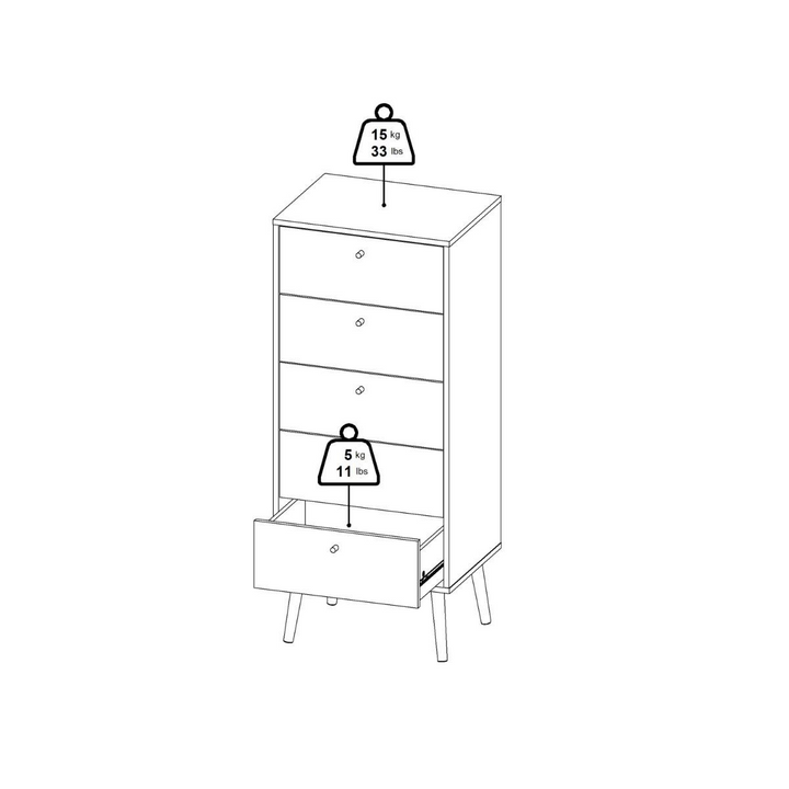 Darlaston Chest 5 Drawers White | Chest of Drawers | Drawers 