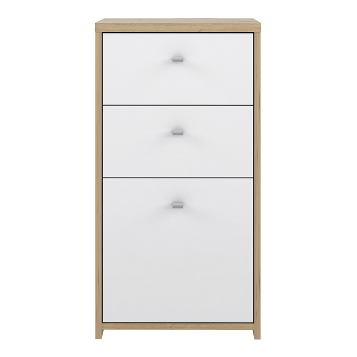 Bicester Chest Storage Cabinet 2 Drawers 1 Door in Artisan Oak/White | Dining Cabinet | Dining Cabinets