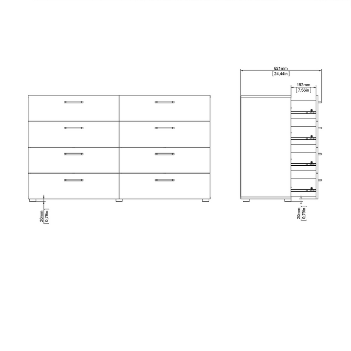 Newtownards Double Dresser 8 Drawers in Rovere Gessato Dark Oak | Chest of Drawers | Drawers 