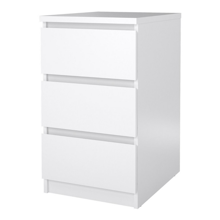 Brook Bedside 3 Drawers in White High Gloss | Bedside Cabinet | Bedside Cabinets | Bedroom Cabinet