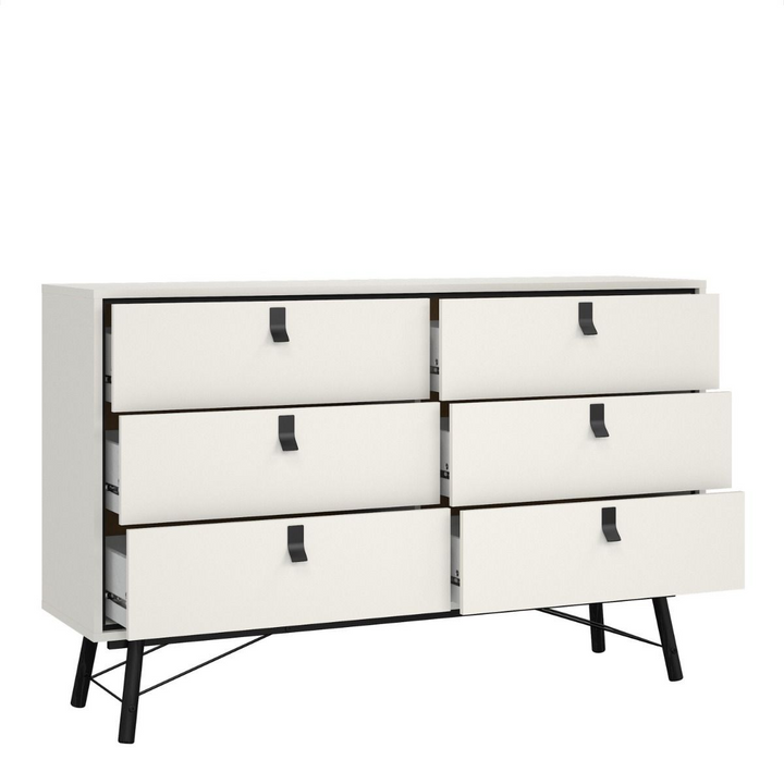 Moubray Wide Double Chest of Drawers 6 Drawers in Matt White | Chest of Drawers | Drawers 