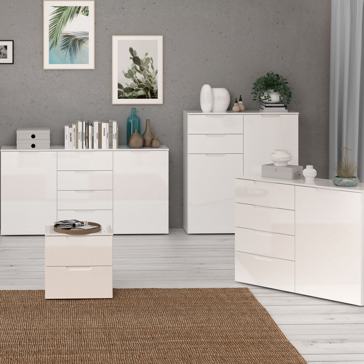 Bloxwich Bedside in White/White High Gloss | Bedside Cabinet | Bedside Cabinets | Bedroom Cabinet