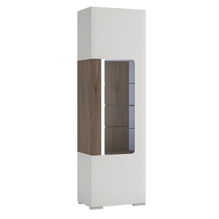 Rainham Tall Narrow Glazed Display Cabinet with Internal Shelves (inc. Plexi Lighting) | Dining Cabinet | Dining Cabinets