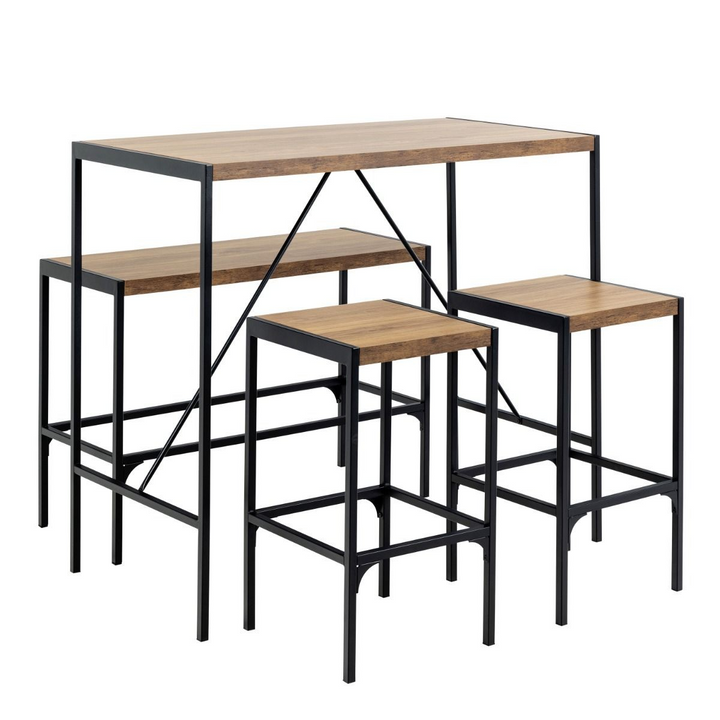 Denton Bar Table Set and Black and Oak | Bar Stools | Counter Stools | Bar & Counter Stools