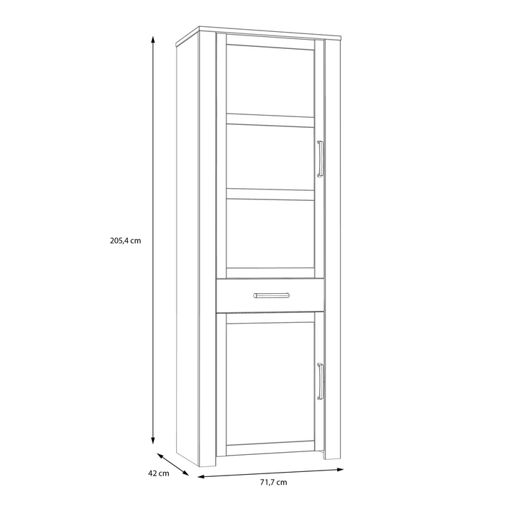 Hitchin 2 Door 1 Drawer Narrow Display Cabinet in Riviera Oak/Grey Oak | Dining Cabinet | Dining Cabinets
