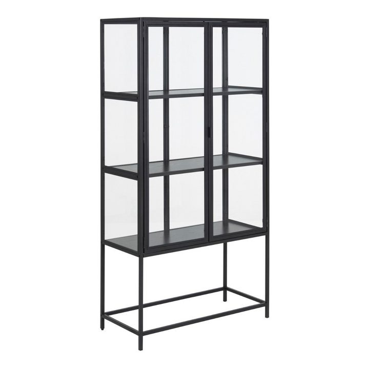 Wishaw 2 Glass Door Display Cabinet in Black | Dining Cabinet | Dining Cabinets