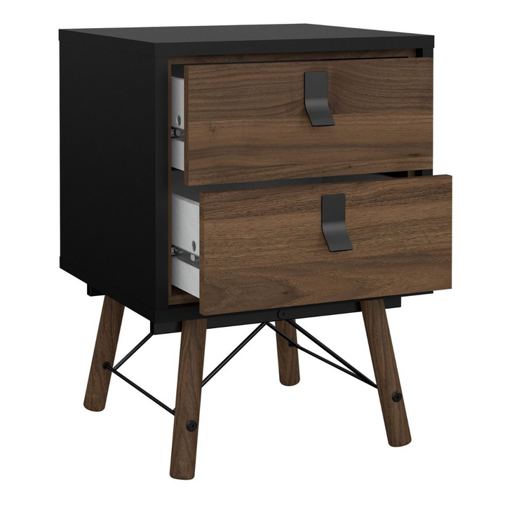 Moubray Bedside Cabinet 2 Drawer in Matt Black Walnut | Bedside Cabinet | Bedside Cabinets | Bedroom Cabinet