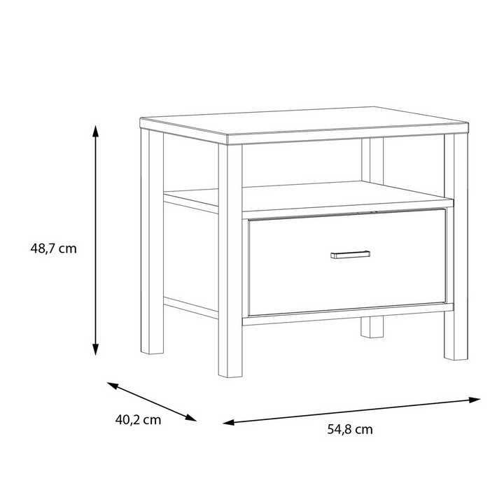 Upminster Bedside in Matt Black/Riviera Oak | Bedside Cabinet | Bedside Cabinets | Bedroom Cabinet