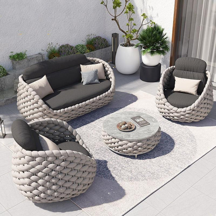 Rustic Riviera Textilene Outdoor Sofa Set | Foam Sofa | Outdoor Sofa | Sofa Set