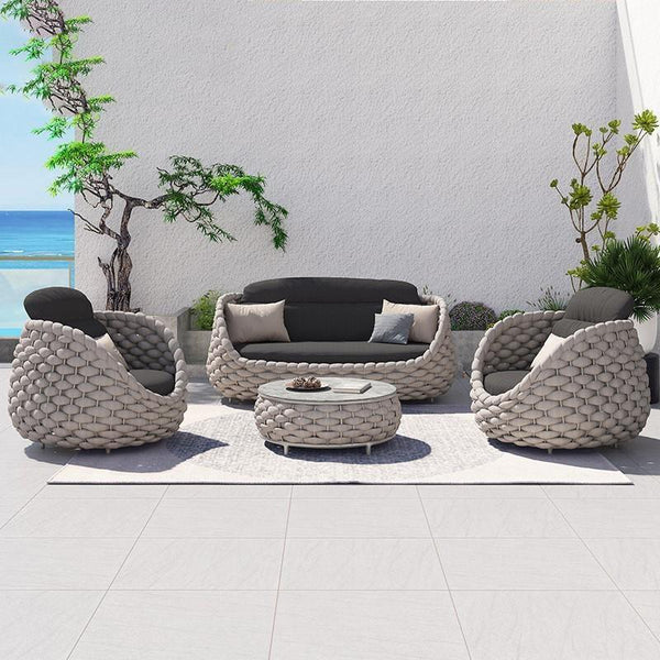 Rustic Riviera Textilene Outdoor Sofa Set | Foam Sofa | Outdoor Sofa | Sofa Set