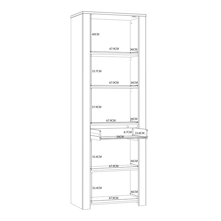 Hitchin 2 Door 1 Drawer Narrow Display Cabinet in Riviera Oak/White | Dining Cabinet | Dining Cabinets