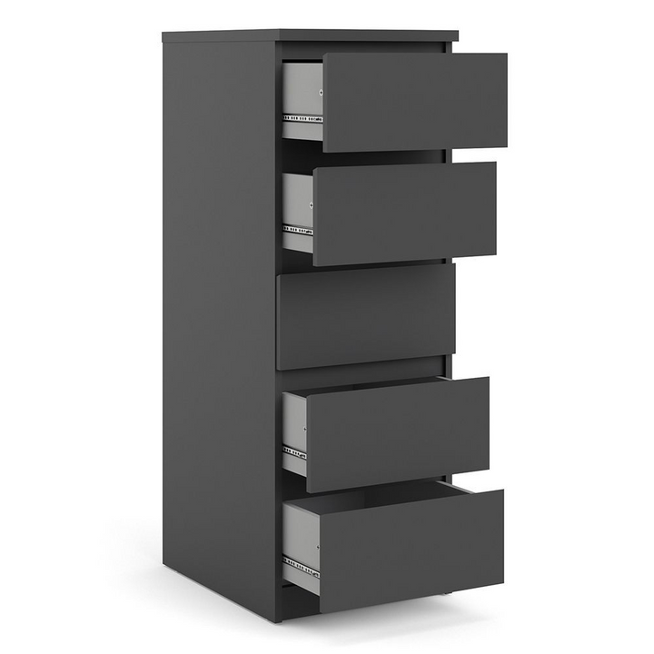 Brook Narrow Chest of 5 Drawers in Black Matt | Chest of Drawers | Drawers 