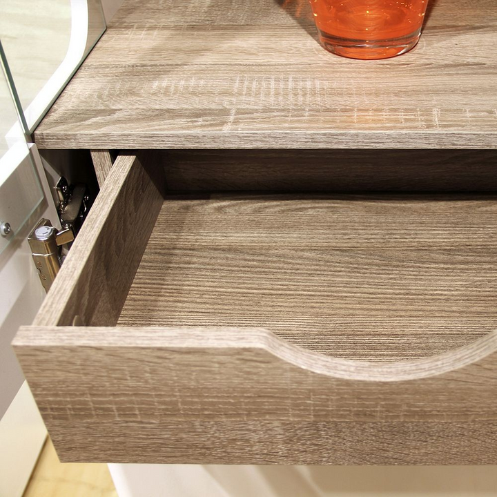 Cheadle Living Low Display Cabinet 109cm Wide in White with a Truffle Oak Trim | Dining Cabinet | Dining Cabinets