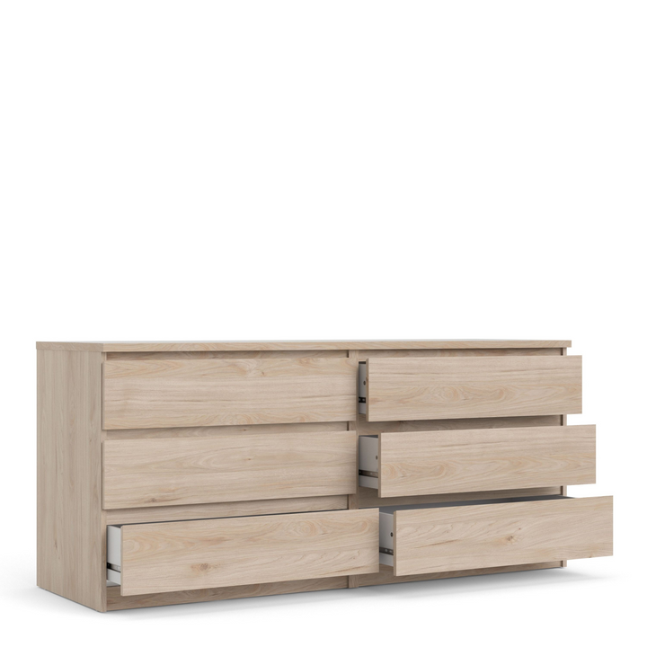 Brook Wide Chest of 6 Drawers (3+3) in Jackson Hickory Oak | Chest of Drawers | Drawers 