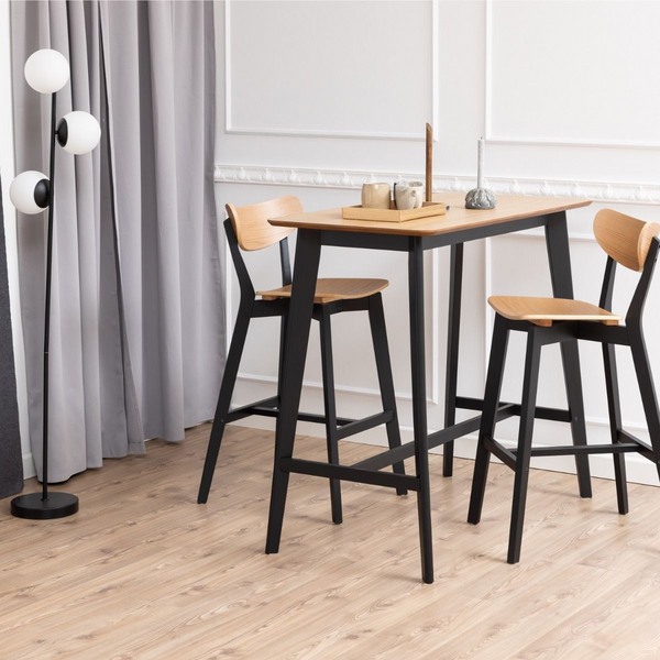 Bridgford Bar Stool, Black and Oak Set of 2 | Bar Stools | Counter Stools | Bar & Counter Stools