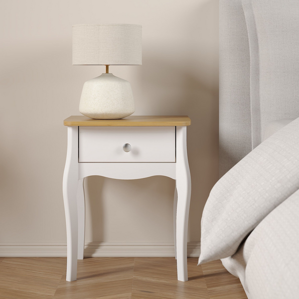 Rhyl Nightstand in Pure White Iced Coffee Lacquer | Bedside Cabinet | Bedside Cabinets | Bedroom Cabinet