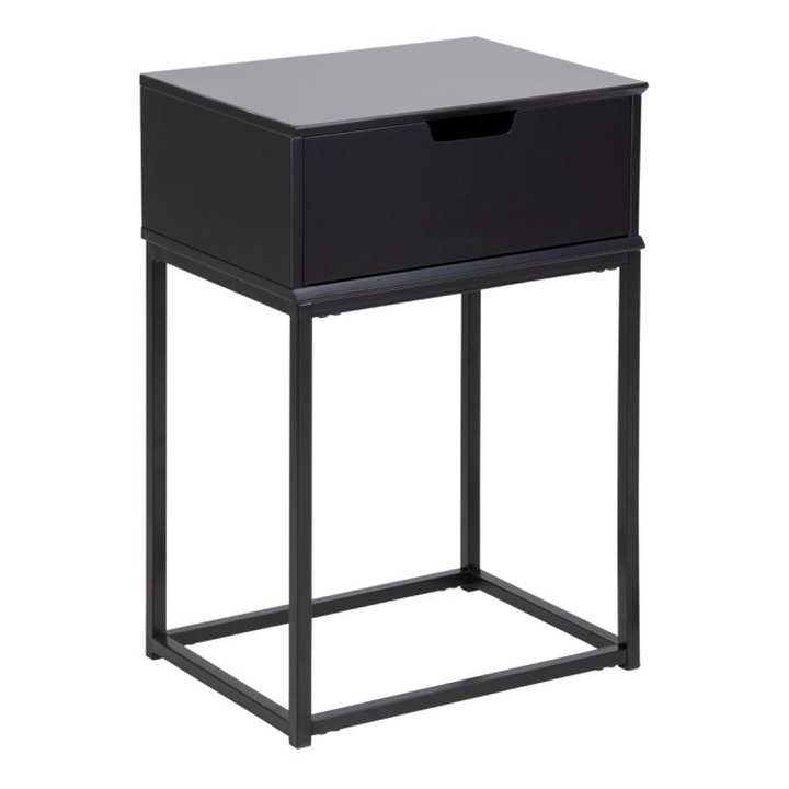 Basildon 1 Drawer Bedside Table in Black | Bedside Cabinet | Bedside Cabinets | Bedroom Cabinet