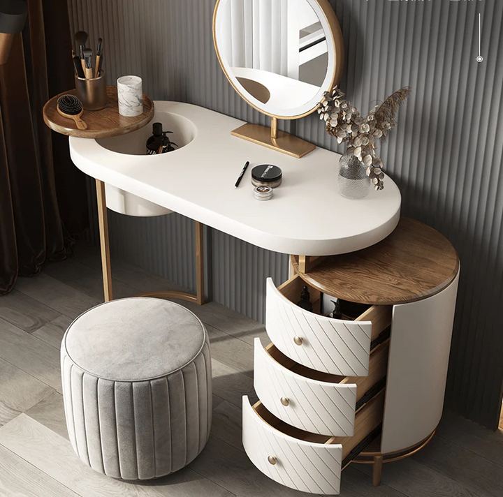 Harrogate Dressing Table With LED Mirror, White, Makeup Vanity | Dressing Table