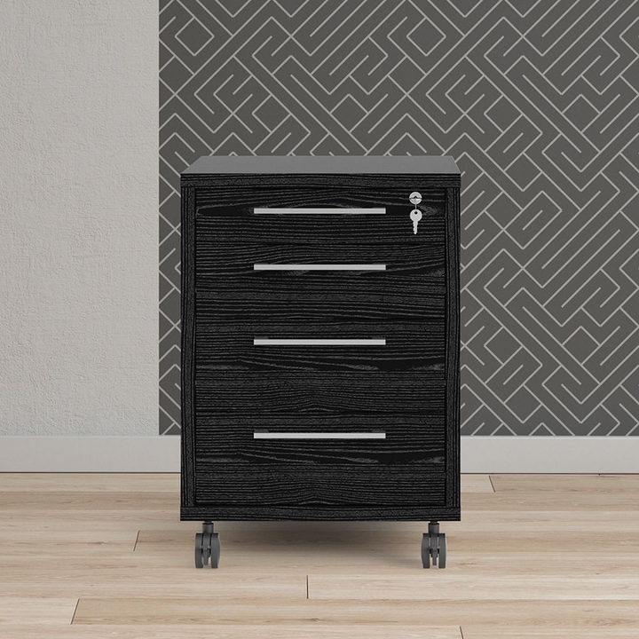 Beeston Mobile Cabinet in Black Woodgrain | Living Room Cabinets | Living Room Cabinet