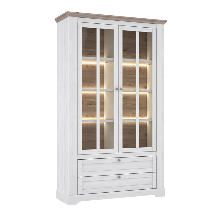Darwen Display Cabinet in Snowy Oak/Oak Nelson | Dining Cabinet | Dining Cabinets
