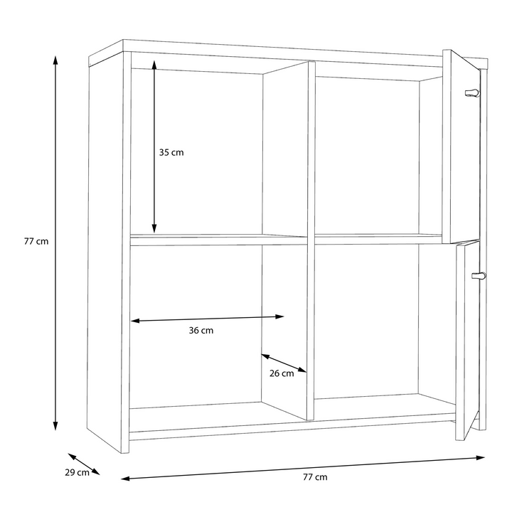 Bicester Chest Storage Cabinet with 4 Doors in Concrete Optic Dark Grey/Old - Wood Vintage | Dining Cabinet | Dining Cabinets