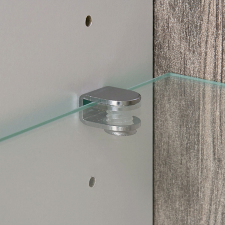 Cheadle Living Low Display Cabinet 109cm Wide in White with a Truffle Oak Trim | Dining Cabinet | Dining Cabinets