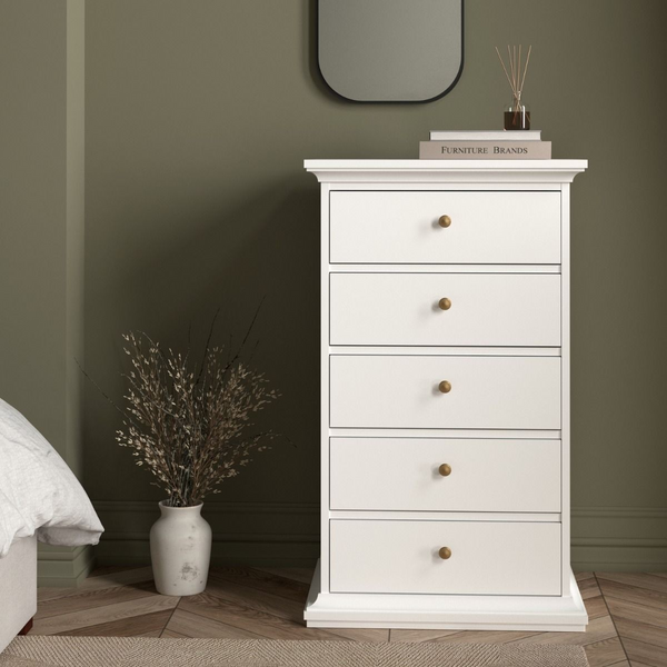 Solihull Chest 5 Drawers in White | Chest of Drawers | Drawers 