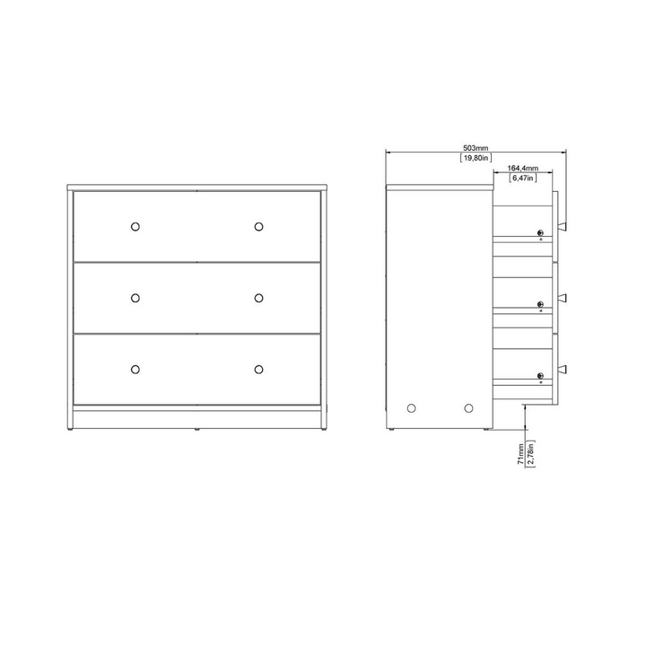 Shenley Chest of 3 Drawers in White | Chest of Drawers | Drawers 