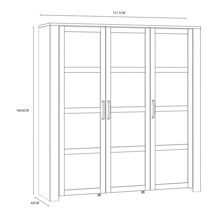 Hitchin 3 Door Large Display Cabinet in Riviera Oak/White | Dining Cabinet | Dining Cabinets