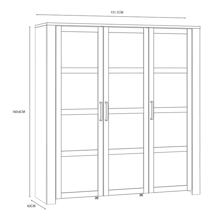Hitchin 3 Door Large Display Cabinet in Riviera Oak/Navy | Dining Cabinet | Dining Cabinets
