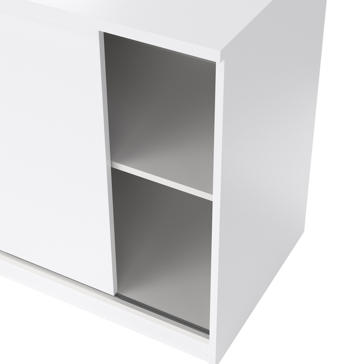 Brook Storage Unit with 1 Sliding Door and 3 Drawers in White High Gloss | Living Room Cabinets | Living Room Cabinet