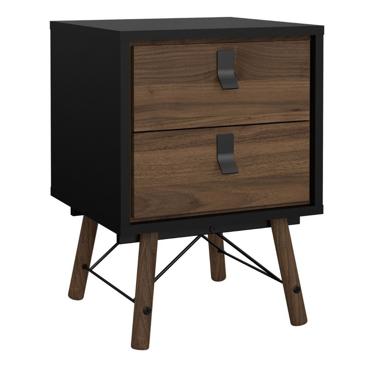 Moubray Bedside Cabinet 2 Drawer in Matt Black Walnut | Bedside Cabinet | Bedside Cabinets | Bedroom Cabinet