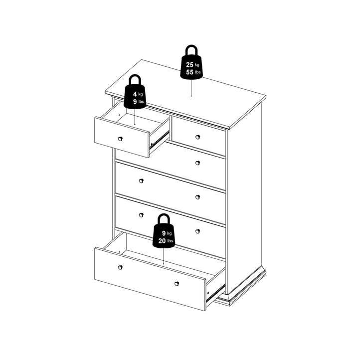 Solihull Chest of 6 Drawers in White | Chest of Drawers | Drawers 