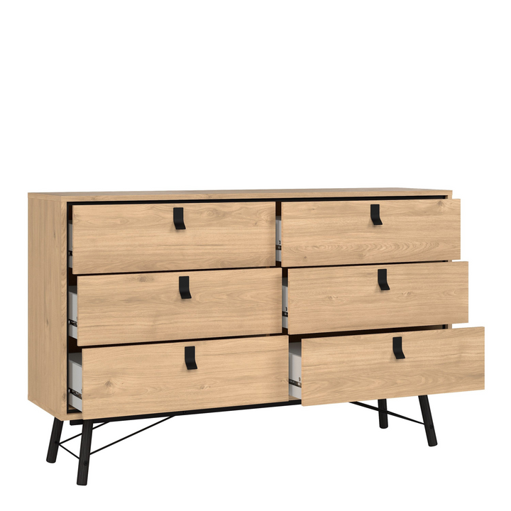 Moubray Wide Double Chest of Drawers 6 Drawers in Jackson Hickory Oak | Chest of Drawers | Drawers 