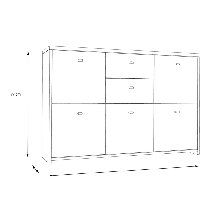 Bicester Chest Storage Cabinet with 2 Drawers and 5 Doors in Concrete Optic Dark Grey/Old - Wood Vintage | Dining Cabinet | Dining Cabinets