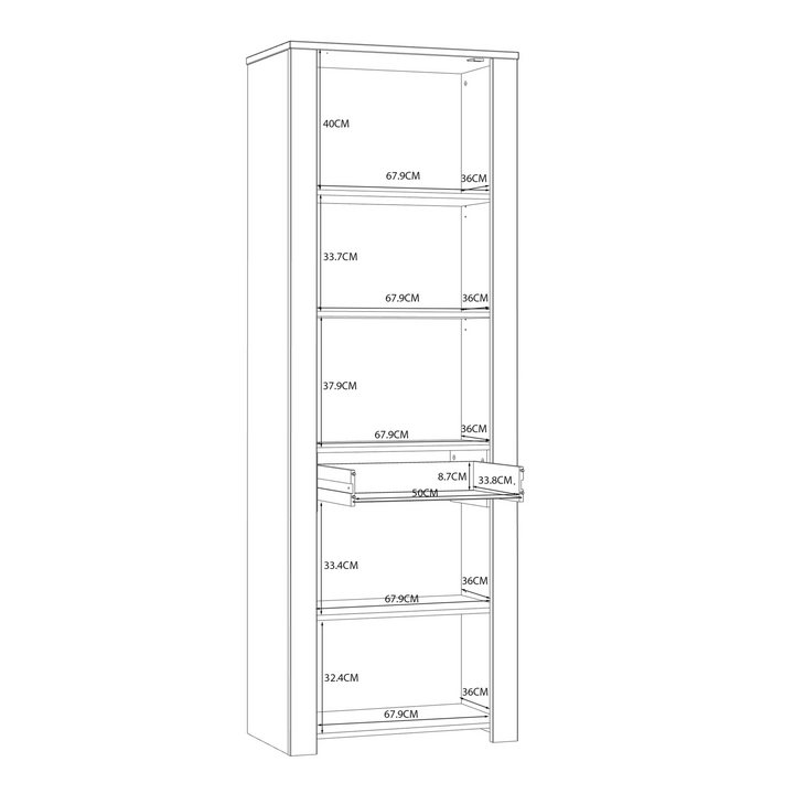 Hitchin 2 Door 1 Drawer Narrow Display Cabinet in Riviera Oak/Navy | Dining Cabinet | Dining Cabinets